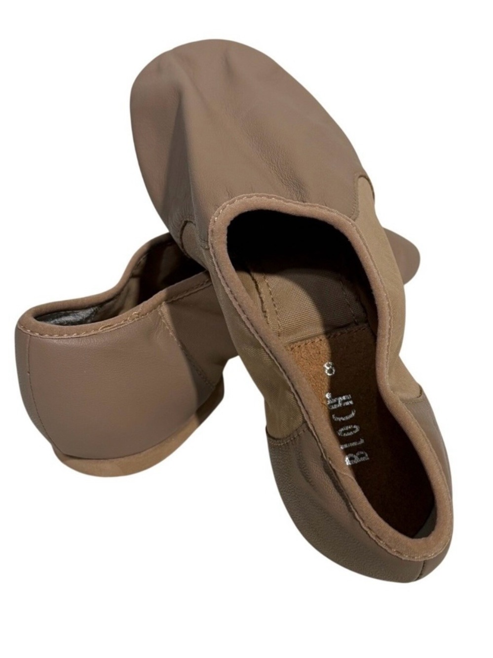 Bloch Ladies Neo-Flex Slip On Leather Jazz Shoes Dance Performance Tan Size 8